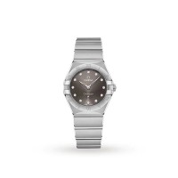 Omega Constellation steel 28mm steel bezel grey diamond dial on steel bracelet