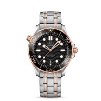 Omega Seamaster Diver 300M Oc-Axial Chonometer steel/18k rose gold 42mm black ceramic bezel black index dial on steel/18k rose gold bracelet