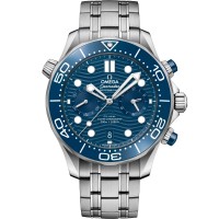 Omega Seamaster Diver 300M chronograph steel 44mm blue ceramic bezel blue index dial on steel bracelet