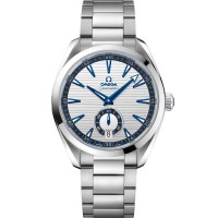 Omega SeaMaster Aqua Terra 150M steel smooth bezel silver index dial with blue hands/indexs on steel bracelet