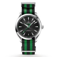 Omega Seamaster Aqua Terra 150 M Co-Axial steel 41mm Golf Edition black index dial on green/black Nato strap with steel buckle