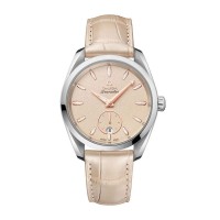 Omega SeaMaster Aqua Terra 150M steel ivory index dial on leather strap with steel buckle