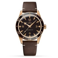 Omega Seamaster 300 bronze gold 41mm brown ceramic bezel bronze dial on leather strap with bronze gold buckle