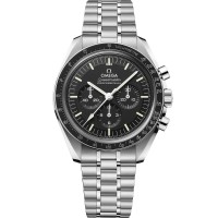 Omega Speedmaster Moonwatch Professional steel black aluminium bezel black dial on steel bracelet