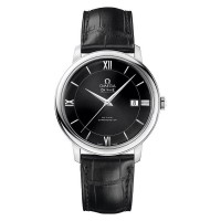 Omega De Ville steel on leather strap 39.5mm Co-Axial black dial