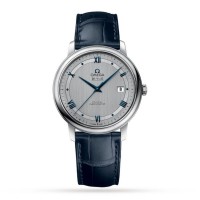 Omega De Ville Prestige Co-Axial steel 39.5mm silver dial on leather strap with steel buckle