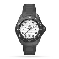 TAG Heuer Aquaracer Professional 300 steel/PVD 43mm black ceramic bezel white index dial on black rubber strap with steel/PVD folding buckle