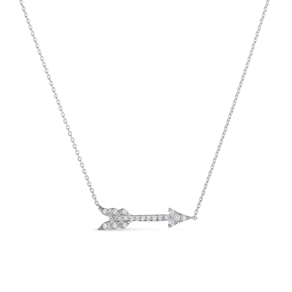 Roberto Coin 18K White Gold Tiny Treasures Rhodium Plated Diamond Arrow Necklace