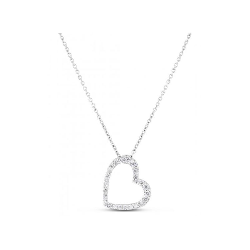 Roberto Coin 18K White Gold Rhodium Plated Diamond Heart Necklace