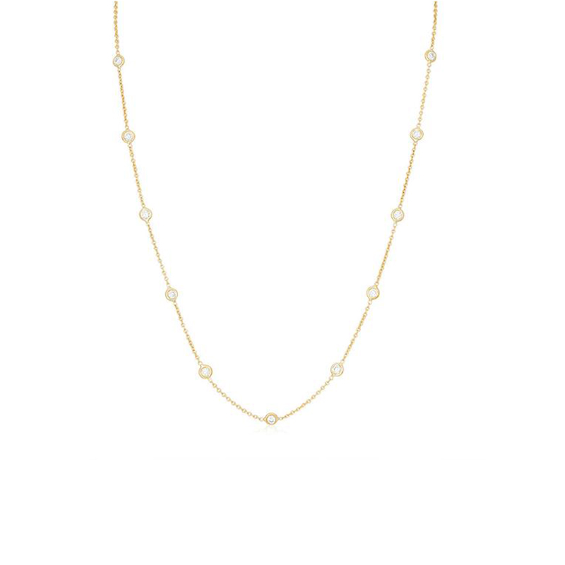 Roberto Coin 18K yellow gold Diamonds by the Inch necklace with 15 round diamonds weighing 1.48 carats total weight