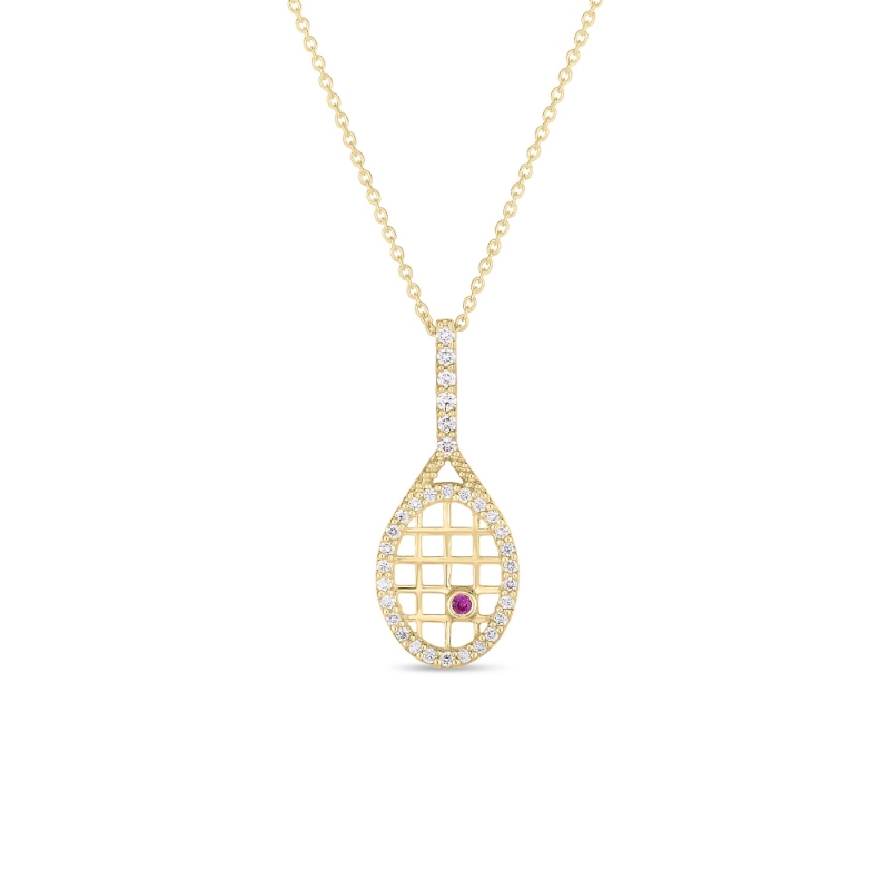 Roberto Coin Tiny Treasures Tennis Racket Pendant Necklace