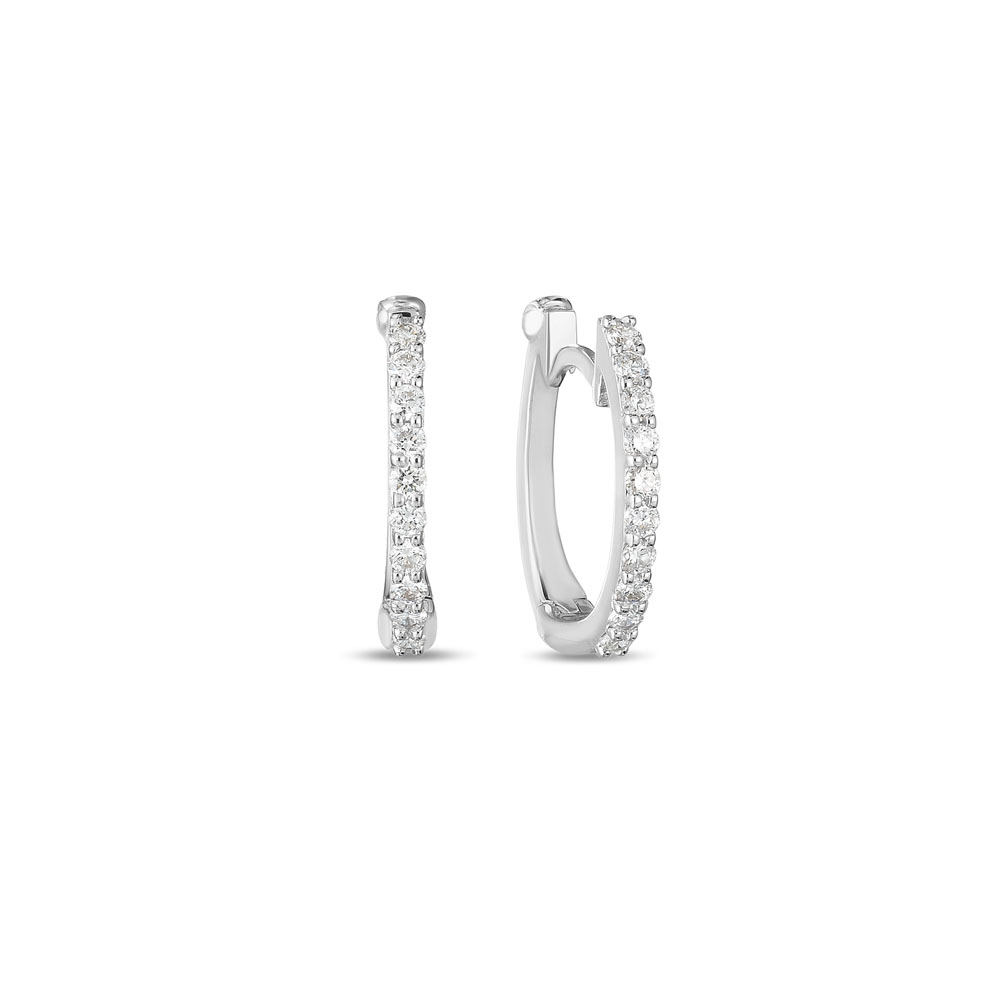 Roberto Coin 18 Karat White Gold Diamond Baby Hoop Earrings