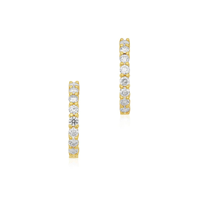 Roberto Coin 18K Yellow Gold Small Inside Outside Diamond Hoop Earrings