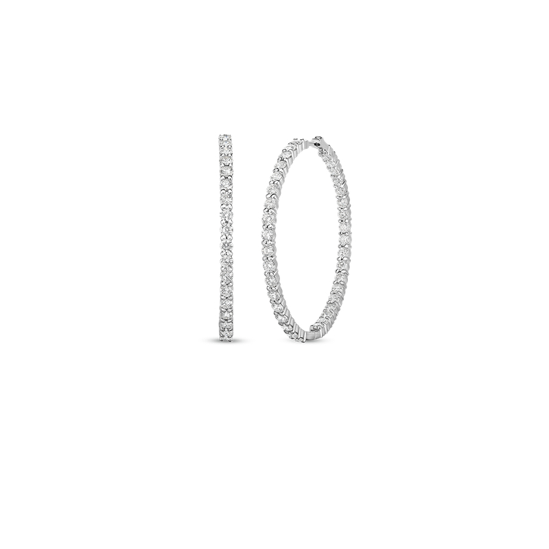 Roberto Coin 18K White Gold Xl Perfect Diamond Hoop Earrings