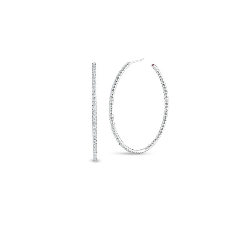 Roberto Coin 18Kt Perfect Diamond Hoops Xlarge Inside Outside Diamond Hoop Earrings
