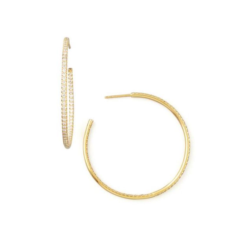 Roberto Coin 18Kt Gold Xlarge Inside Outside Diamond Hoop Earrings