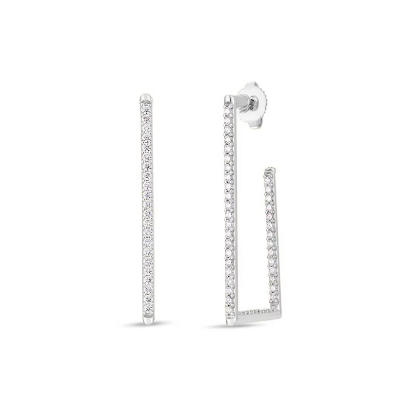 Roberto Coin 18K White Gold Rhodium Plated Perfect Diamond Hoop Earrings