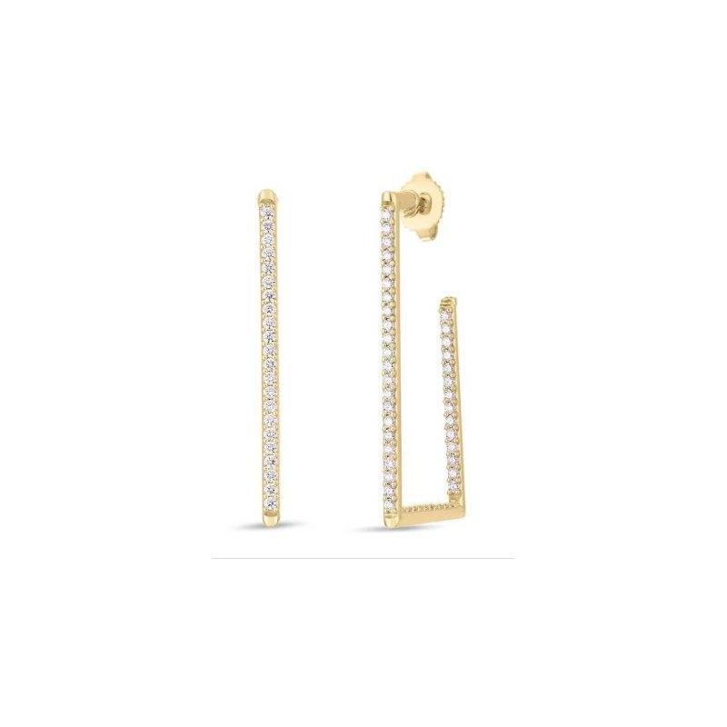 Roberto Coin 18K Yellow Gold Small Rectangular Diamonds Earrings