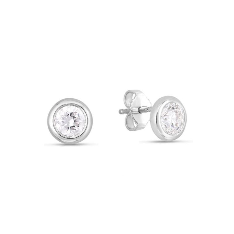 Roberto Coin 18 Karat White Gold 0.49 Ct Diamond Blommies Studs
