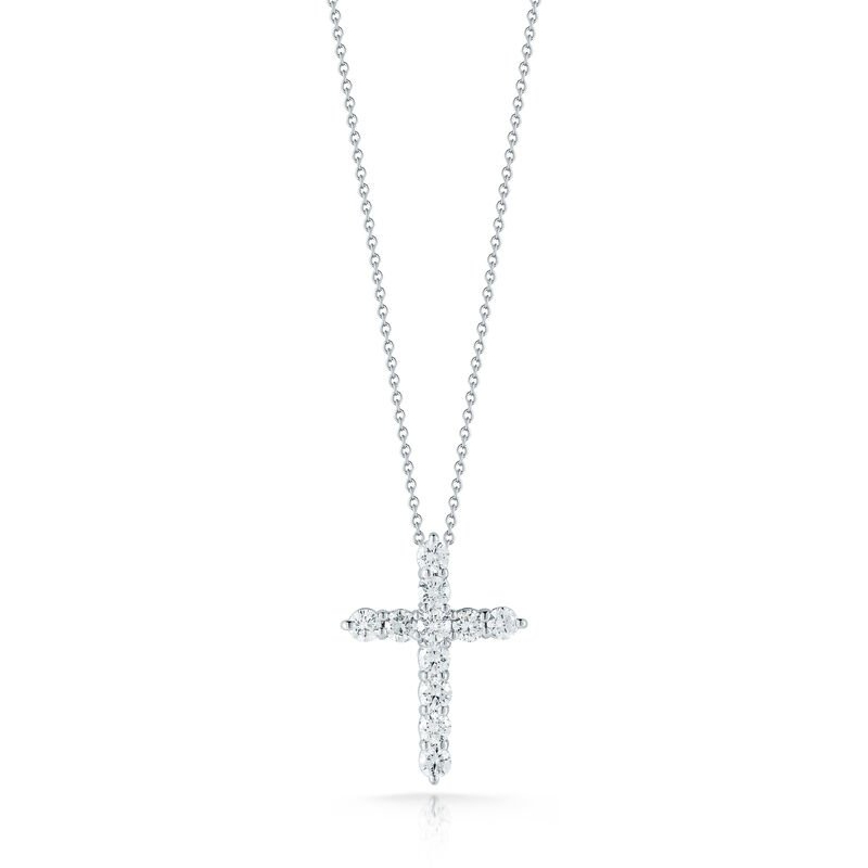 Roberto Coin 18 Karat White Gold Cross Pendant With Diamonds