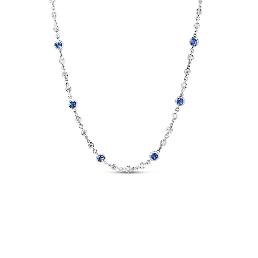 Roberto Coin 18K Wg Dbi Endless Diamond & Blue Sapphire Chain