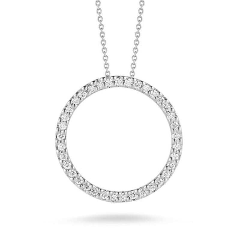 Roberto Coin 18 Karat White Gold Small Diamond Circle Pendant