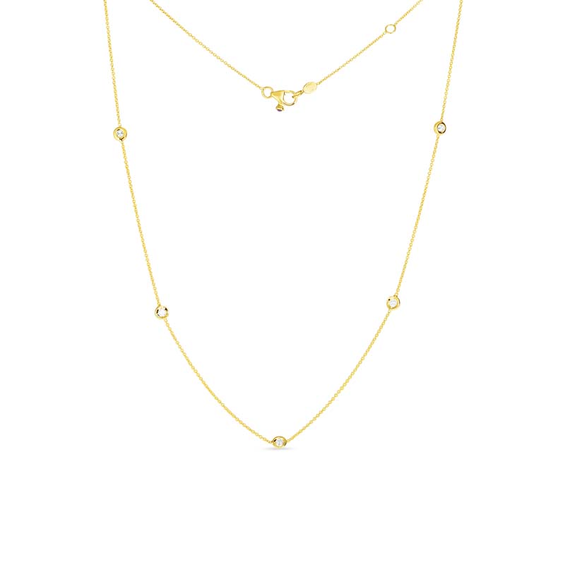 Roberto Coin 18 Karat Yellow Gold Five Diamond Station Necklace