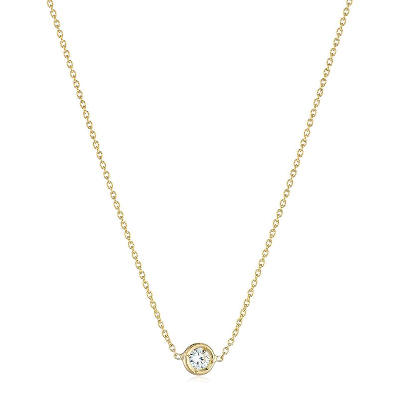 Roberto Coin Roberto Coin: 18 Karat Yellow Gold Station Necklace With One Round G/H Si1 Diamond At  0.10Ct 
Length: 16"-18"