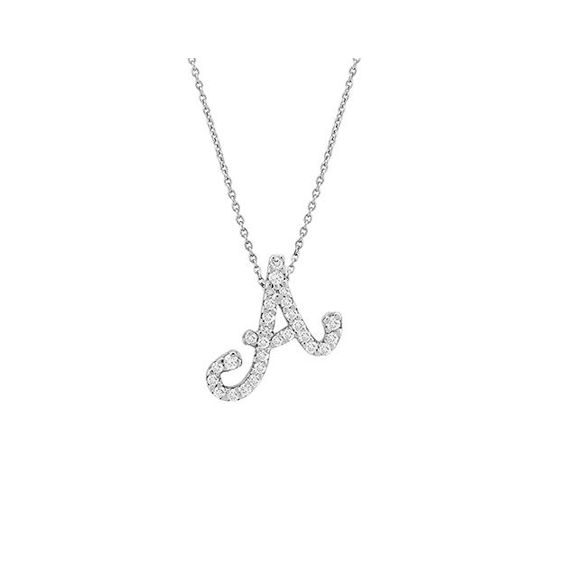 Roberto Coin 18K White Gold Cursive Letter "A" Pendant