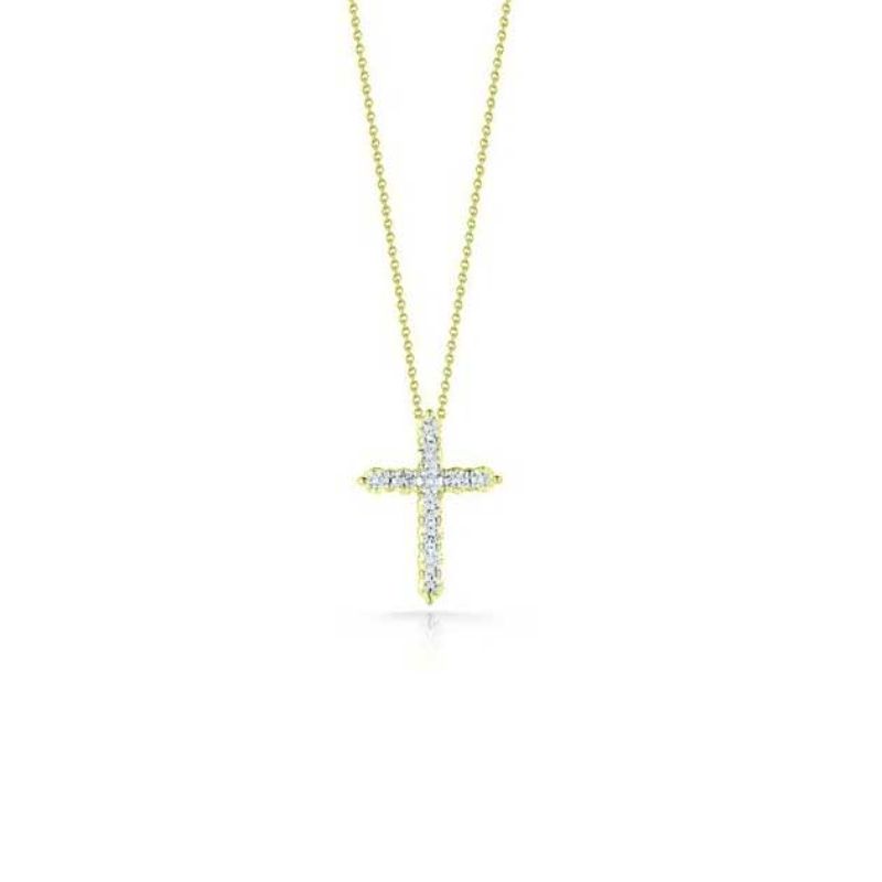 Roberto Coin 18Kt Gold Cross Pendant With Diamonds