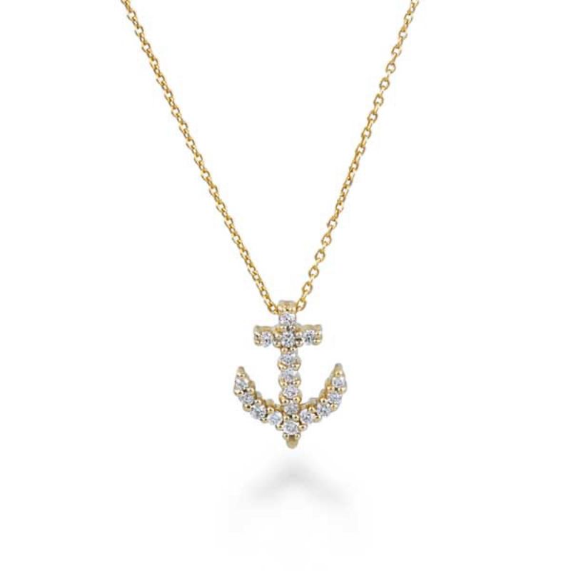 Roberto Coin 18Kt Yellow Gold Diamond Anchor Pendant