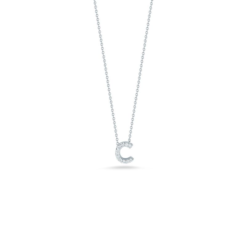 Roberto Coin 18 Karat White Gold Love Letter "C" Pendant With Diamonds