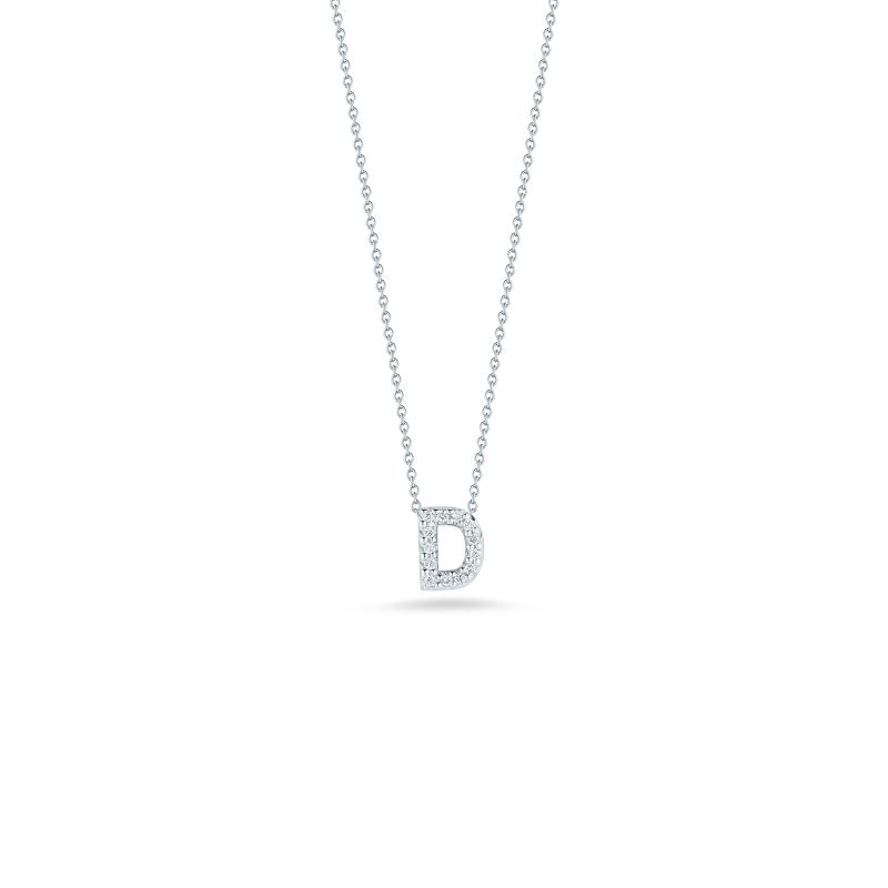 Roberto Coin 18 Karat White Gold Love Letter "D" Pendant With Diamonds