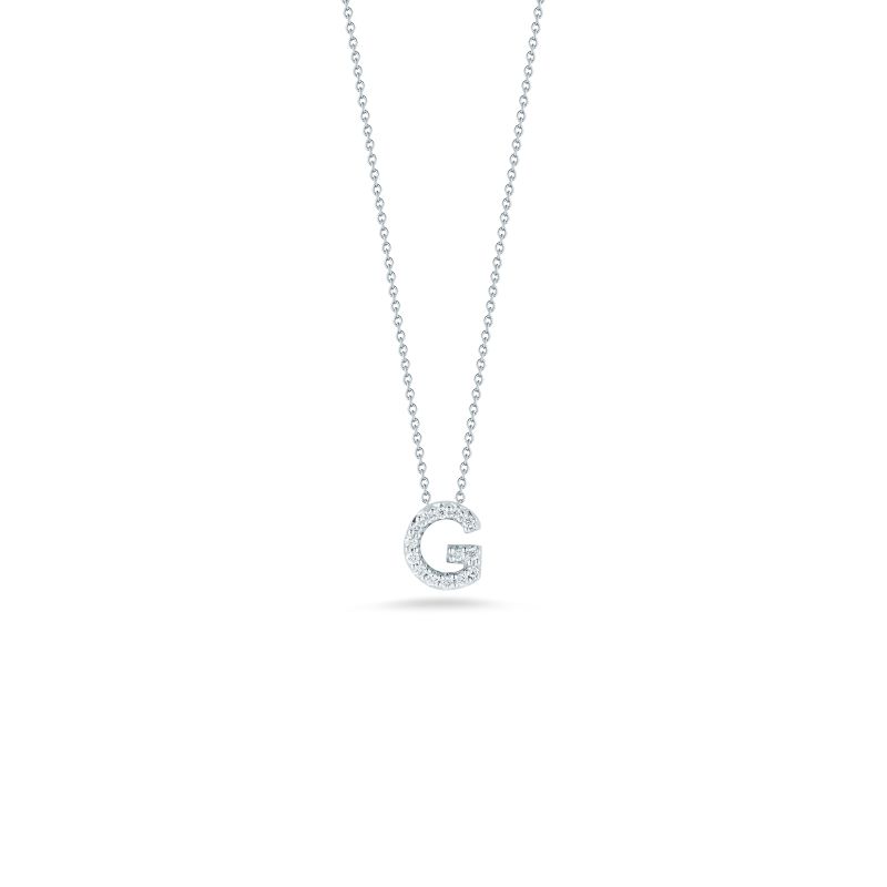 Roberto Coin 18 Karat White Gold Love Letter "G" Pendant With Diamonds
