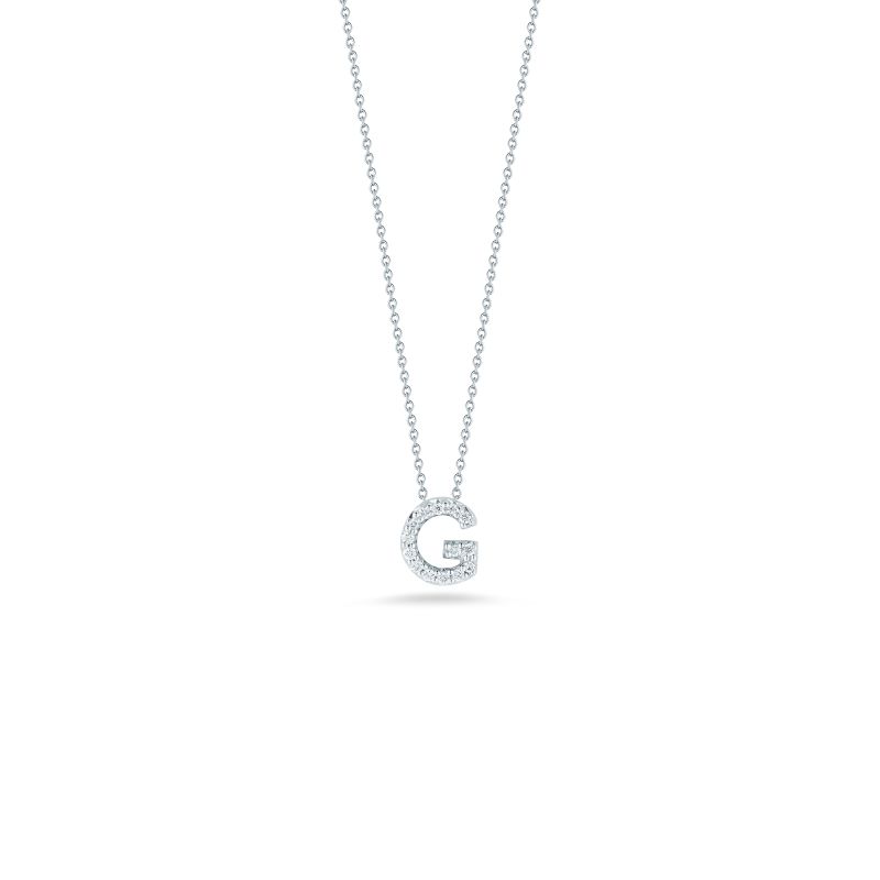 Roberto Coin 18 Karat White Gold Love Letter "G" Pendant With Diamonds
