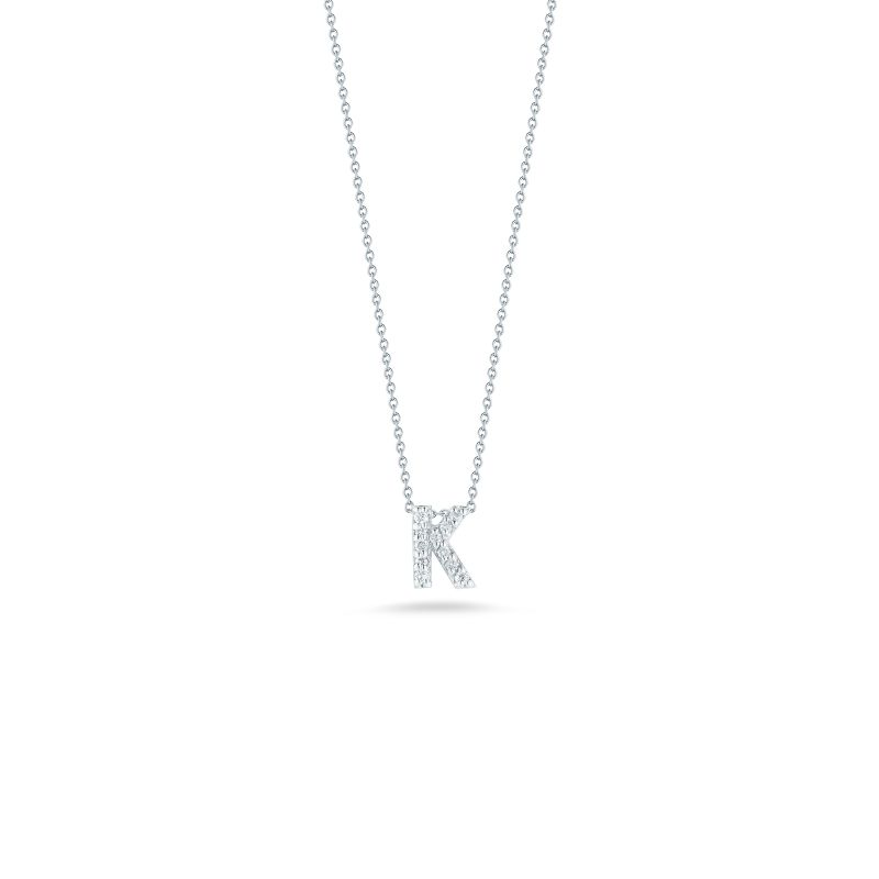 Roberto Coin 18 Karat White Gold Love Letter "K" Pendant With Diamonds