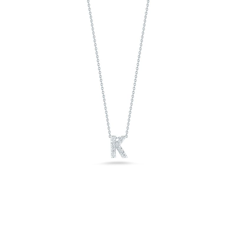 Roberto Coin 18 Karat White Gold Love Letter "K" Pendant With Diamonds
