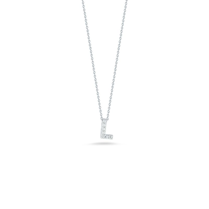 Roberto Coin 18 Karat White Gold Love Letter "L" Pendant With Diamonds