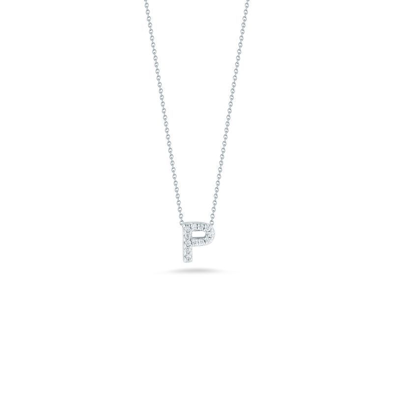 Roberto Coin 18 Karat White Gold Love Letter "P" Pendant With Diamonds