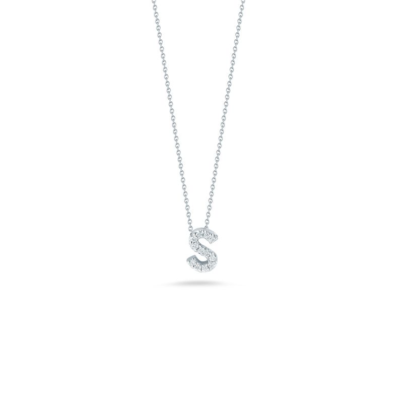 Roberto Coin 18 Karat White Gold Love Letter "S" Pendant With Diamonds