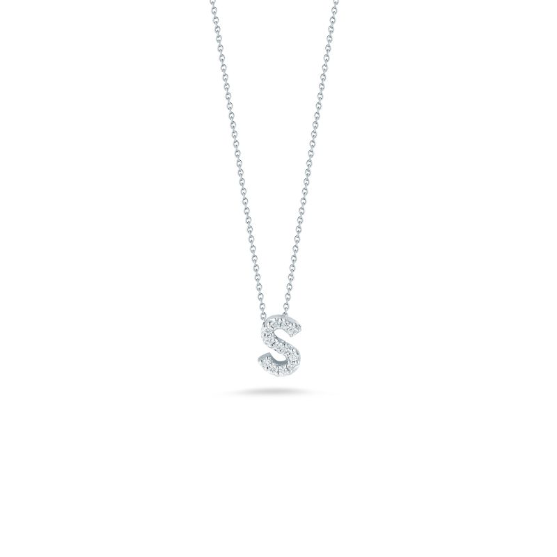 Roberto Coin 18 Karat White Gold Love Letter "S" Pendant With Diamonds