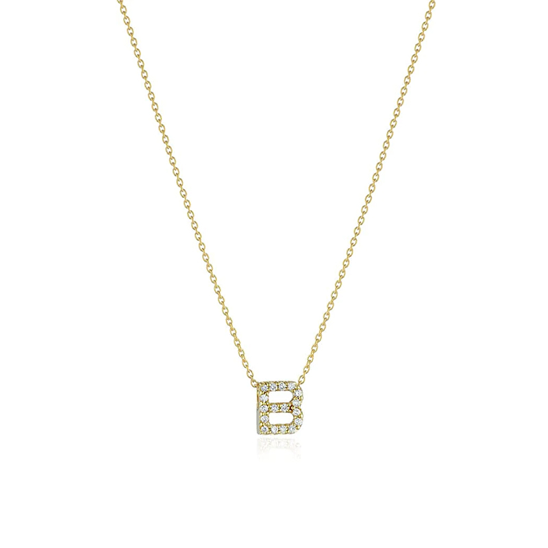 Roberto Coin 18K Yellow Gold Love Letter Collection Diamond "B" Initial Necklace