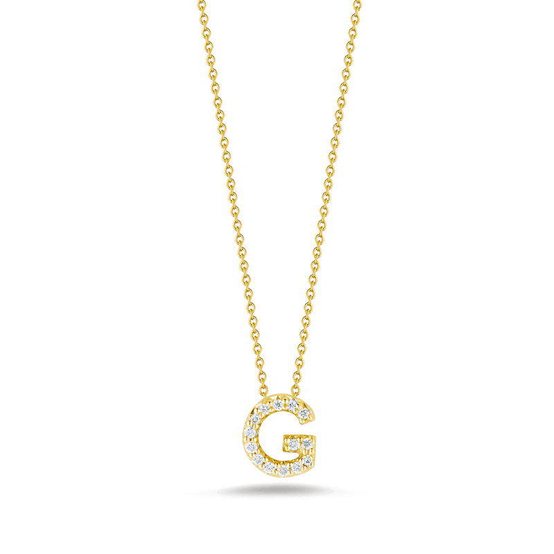 Roberto Coin  18K Yellow Gold Diamond Love Letter Necklace "G"