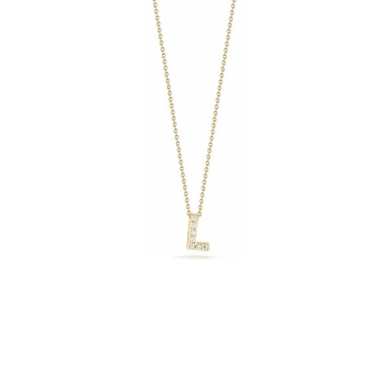 Roberto Coin 18 Karat Yellow Gold Love Letter "L" Pendant With Diamonds