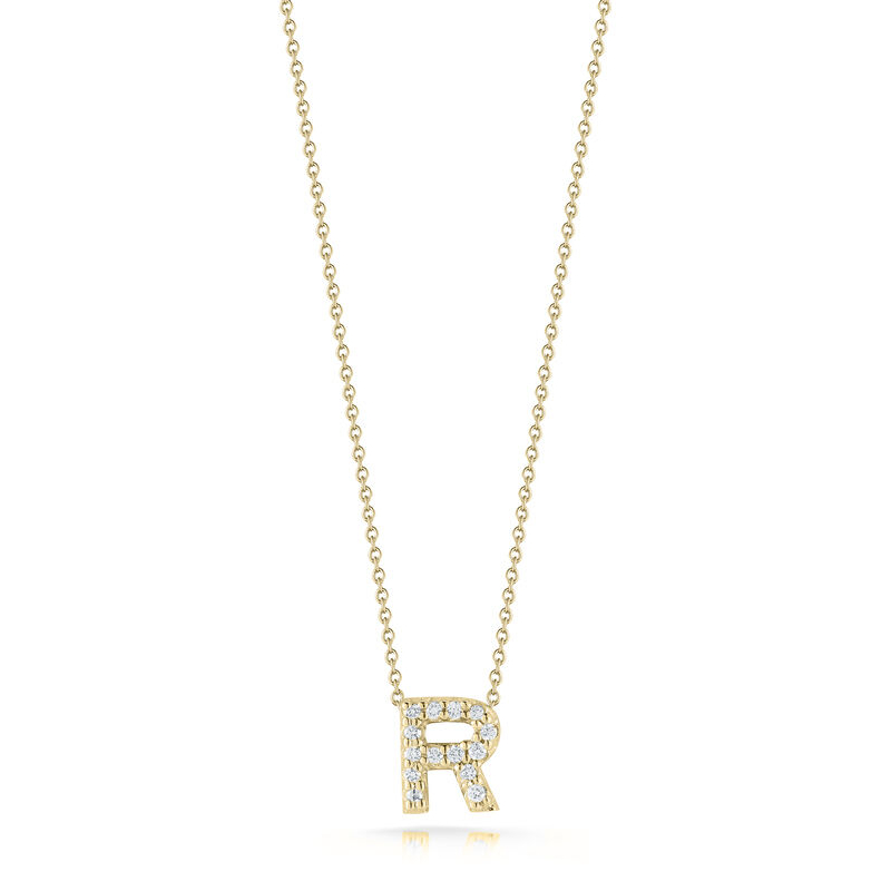 Roberto Coin 18K Yellow Gold Tiny Treasures Diamond Love Letter "R" Necklace