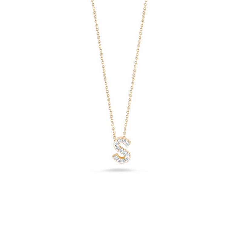 Roberto Coin 18 Karat Yellow Gold Love Letter "S" Pendant With Diamonds