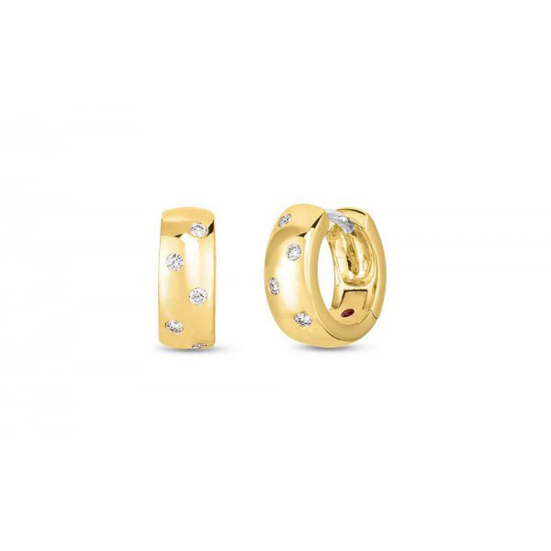 Roberto Coin 18 Karat Yellow Gold Diamond Huggie Earrings