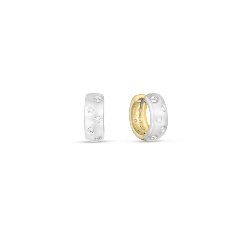 Roberto Coin 18K Yellow Gold Classic Diamond Reversible Diamond Huggie Hoop Earrings