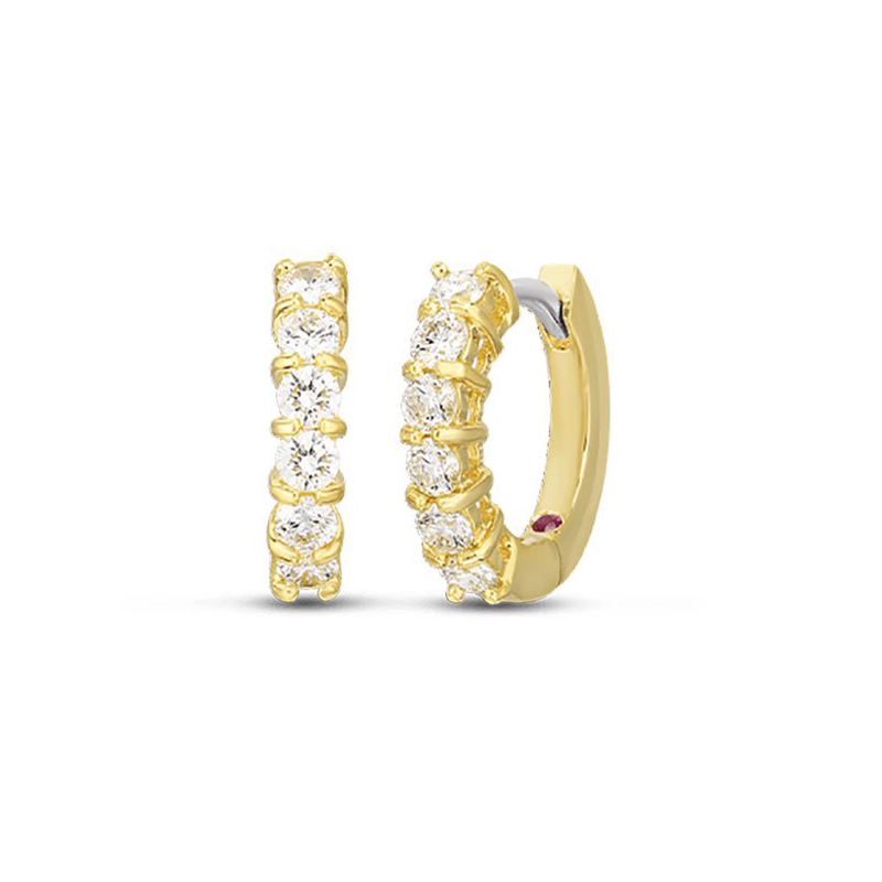 Roberto Coin  Yellow Gold Single Line Diamond Earrings