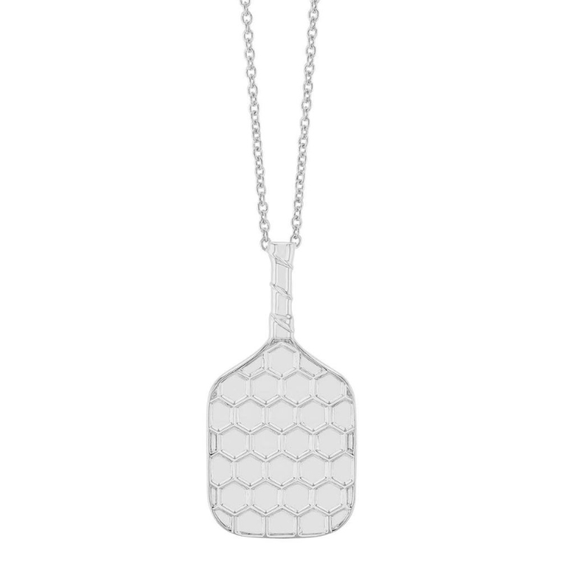 Roberto Coin 18K White Gold Tiny Treasures Textured Pickle Ball Racket Pendant Necklace